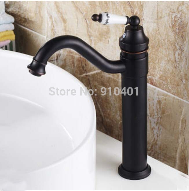Wholesale And Retail Promotion NEW Oil Rubbed Bronze Tall Bathroom Swivel Spout Faucet Ceramic Handle Mixer Tap