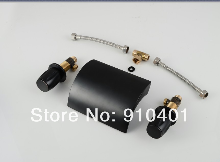 Wholesale And Retail Promotion Oil Rubbed Bronze Square Waterfall Bathroom Basin Faucet Dual Handles Mixer Tap
