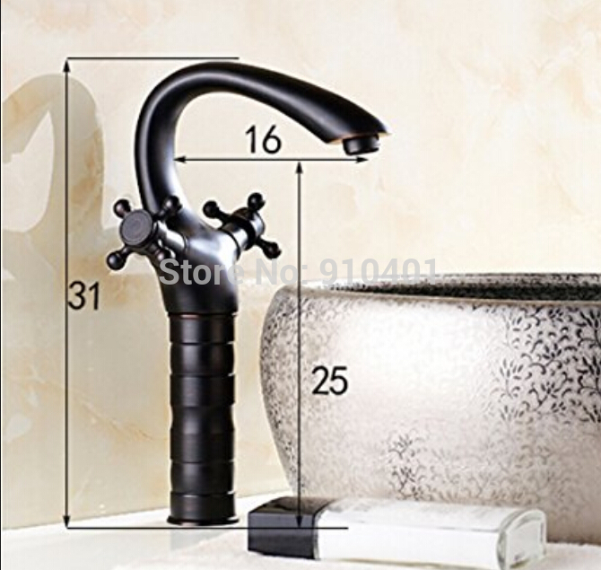 Wholesale And Retail Promotion Oil Rubbed Bronze Tall Bathroom Basin Faucet Dual Cross Handles Sink Mixer Tap