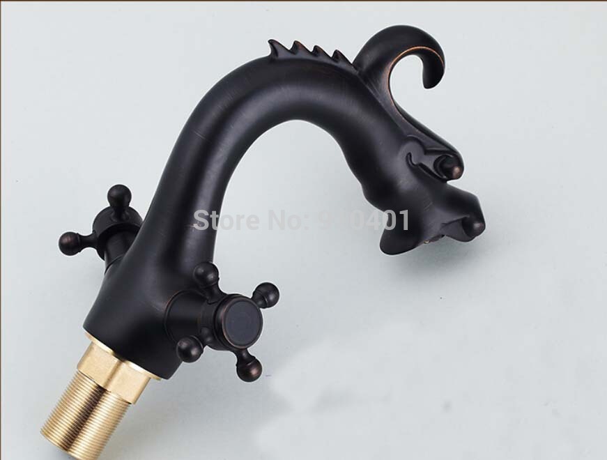 Wholesale and retail Promotion NEW Oil Rubbed Bronze Bathroom Dragon Faucet Vanity Sink Mixer Tap Dual Handles