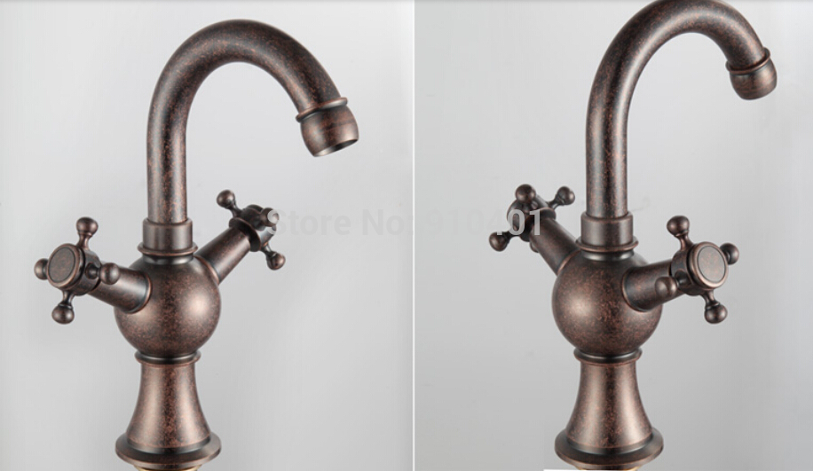 Wholesale and retail Promotion Tall Bathroom Basin Faucet Dual Cross Handles Vanity Sink Mixer Tap Deck Mounted