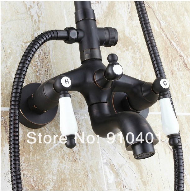 Wholdsale And Retail Promotion Oil Rubbed Bronze Luxury Rain Shower Faucet Set Double Ceramic Handles Shower