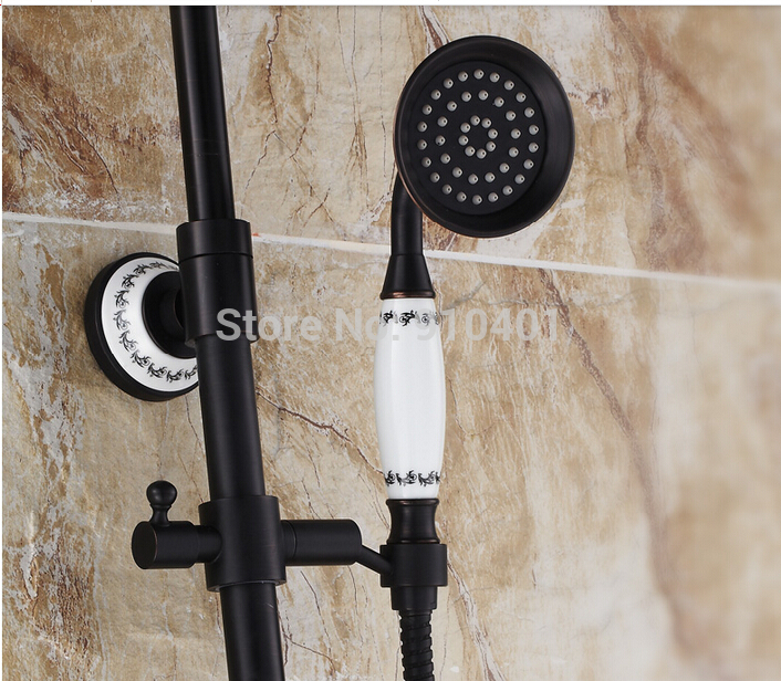 Wholesale And Retail Promotion Luxury Oil Rubbed Bronze Rain Shower Faucet Set Bathtub Mixer Tap Ceramic Style