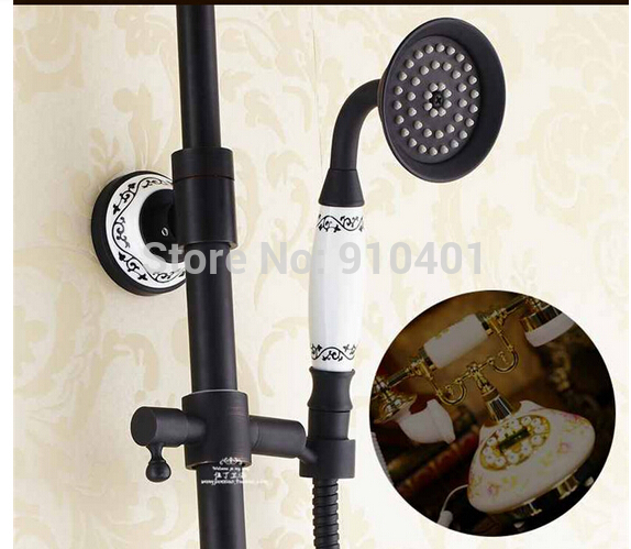 Wholesale And Retail Promotion Luxury Rain Shower Faucet Tub Mixer Tap Dual Handles Ceramic Style Hand Shower