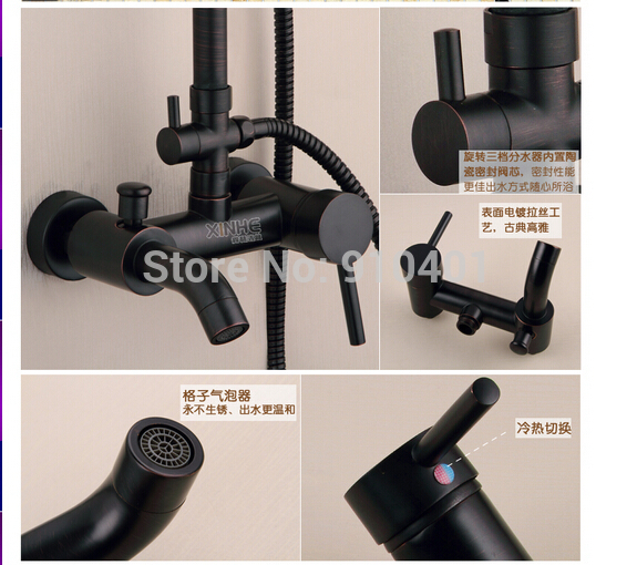 Wholesale And Retail Promotion NEW Modern Oil Rubbed Bronze Rain Shower Faucet Tub Mixer Tap With Hand Shower
