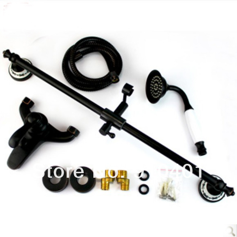 Wholesale And Retail Promotion Oil Rubbed Bronze Wall Mounted Bathtub Faucet Set Mixer Tap Shower W/ Adjust Bar