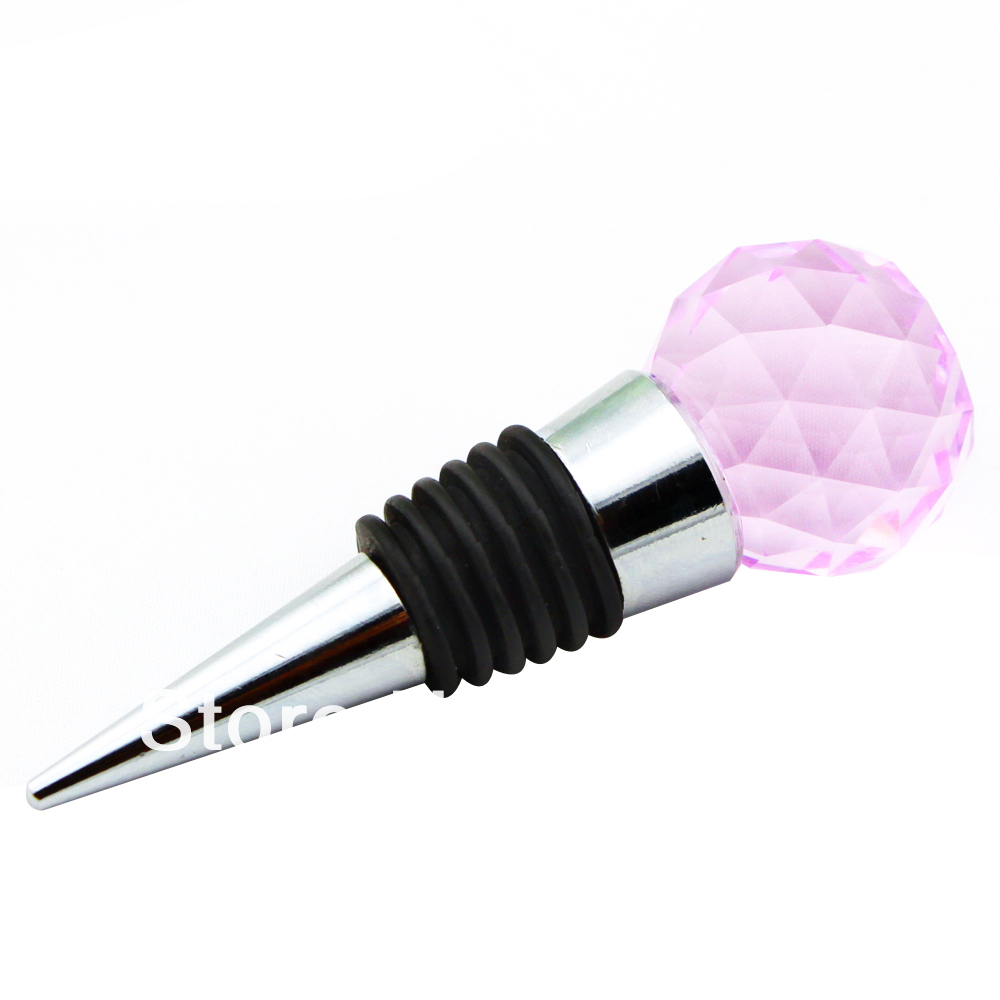 Wine Bottle Stoppers Wedding Favors Gifts Round/Diamond Shaped Pink Crystal Handle Rubber Stopper