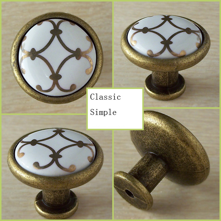 Hot selling Ceramic Zinc Alloy modern simple classic knob Kitchen Cabinet Furniture  knob