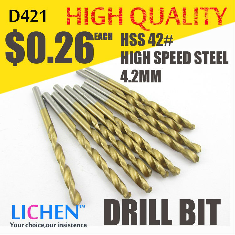 LICHEN D421 Diameter 4.2mm Twist Drell Bit & Metal Drilling & High Speed Steel HSS 42# Drill Bit