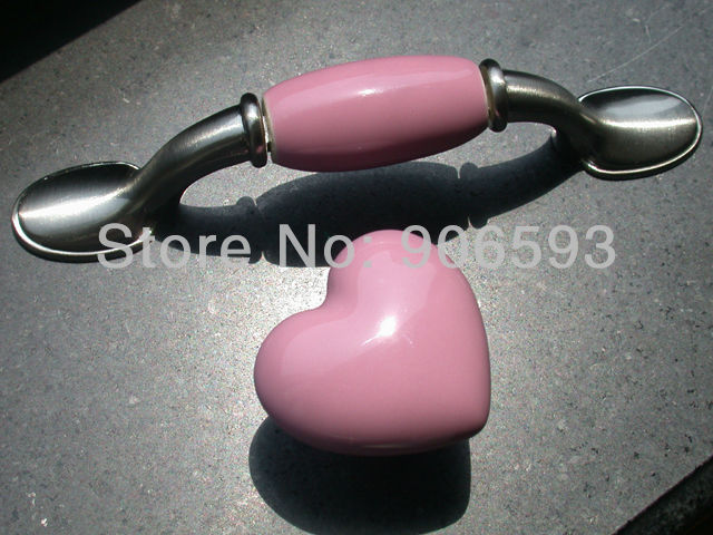 50pcs lot free shipping Pink porcelain pretty cartoon cabinet handleporcelain handledrawer handlefurniture handle