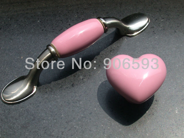 50pcs lot free shipping Pink porcelain pretty cartoon cabinet handleporcelain handledrawer handlefurniture handle