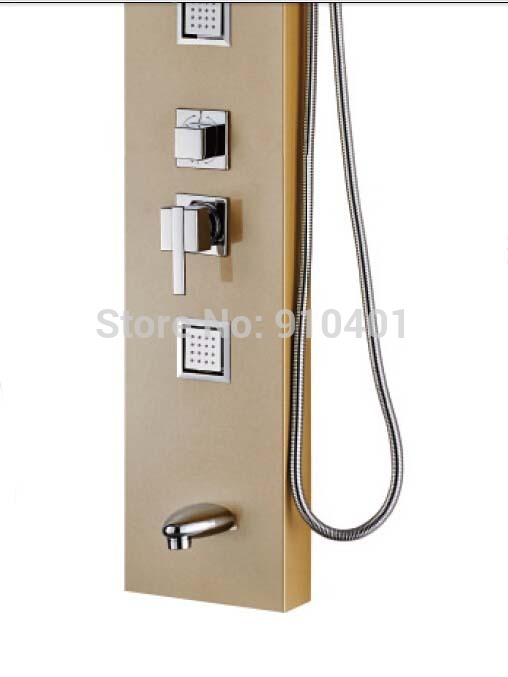 Wholesale And Retail Promotion Wall Mounted Golden Rain Shower Column Body Massage Jets Tub Mixer Shower Panel