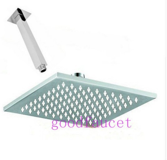 Bathroom 8" Ceiling Mounted Shower Head With Shower Arm Rainfall Shower Mixer Chrome Finish