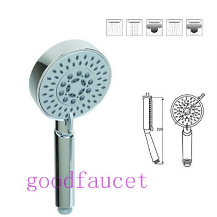 High Quality Five Functions Circle ABS Plastic Handheld Shower Head Chrome Finish