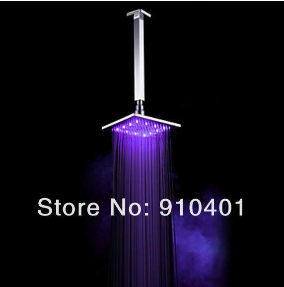 Wholesale And Retail Promotion Bathroom 10" Square Shower Head LED Color Changing Shower Head With Shower Srm