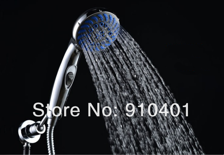 Wholesale And Retail Promotion Chrome Blue Multi-function Hand Held Bathroom Rain Shower Head 7 Spray Modes
