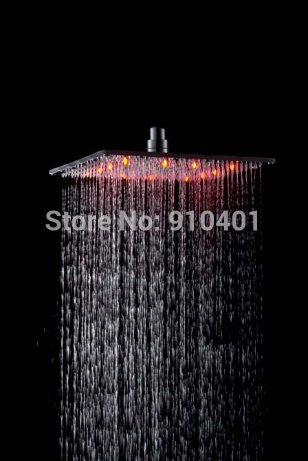 Wholesale And Retail Promotion Luxury Chrome Brass LED 10" Square Rain Shower Head Wall /Celling Mounted Shower