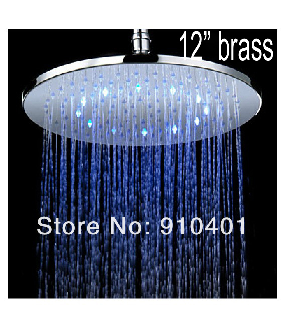 Wholesale And Retail Promotion NEW LED Color Changing 12" Round Rainfall Shower Head Solid Brass Shower Head