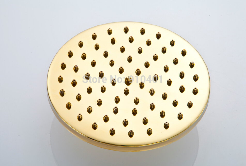 Wholesale And Retail Promotion NEW Luxury Golden Brass Rain Shower Head Shower Faucet Replacement Wall Mounted