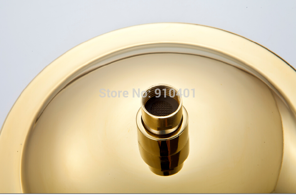 Wholesale And Retail Promotion NEW Luxury Golden Brass Rain Shower Head Shower Faucet Replacement Wall Mounted