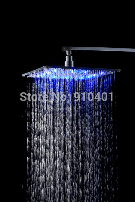 Wholesale And Retail Promotion Wall Mounted 12" Square Brass Shower Head Bath LED Shower Replacement Shower Arm
