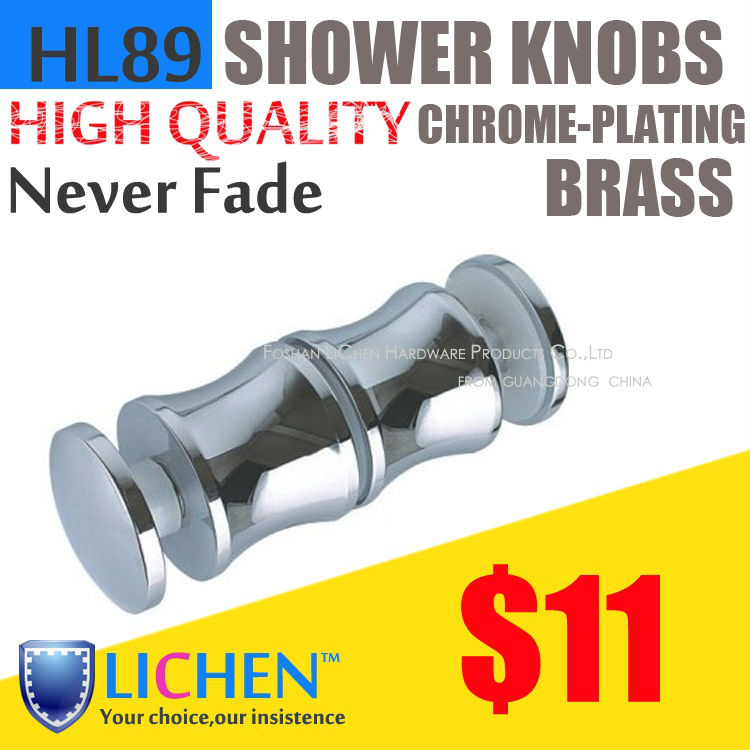 Modern Chrome plating Copper&Brass Glass shower door knobs Furniture Hardware pull handle HL95 Chinese LICHEN Factory