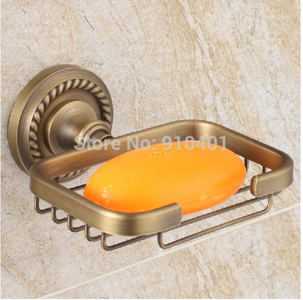 Wholesale And Retail Promotion NEW Antique Brass Soap Dish Holder Wall Mounted Square Soap Basked