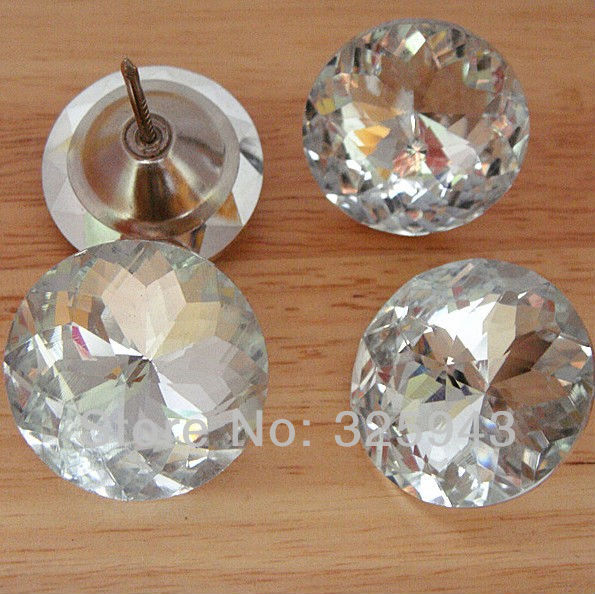 2PCS 30mm Home Crystal Upholstery Sofa Headboard Decorative Buttons Nails Wall Decor Furniture Bedroom Accessory