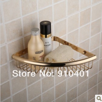Contemporary Brass Round Style Bathroom Shower Basket Bar Shelf Wall Mounted  