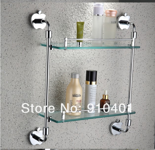Wholesale & Retail Promotion NEW Luxury Wall Mounted Chrome Brass Dual Tier Shower Caddy Shelf Stroge Holder