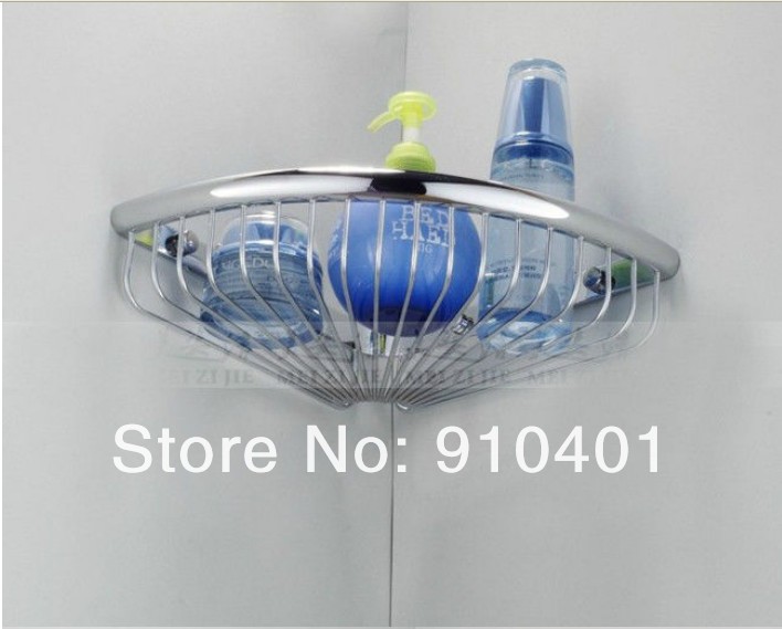 Wholesale / Retail Promotion Polished Chrome Brass Bathroom Commodity Basket Corner Bath Storage Rack Holder