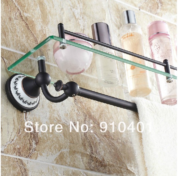 Wholesale And Retail Promotion Luxury Oil Rubbed Bronze Ceramic Brass Bathroom Shower Caddy Shelf Glass Tier