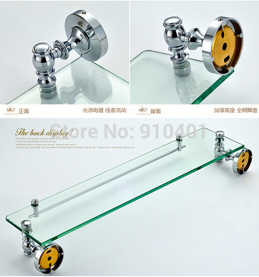 Wholesale And Retail Promotion Wall Mount Chrome Brass Bathroom Shelf Glass Tier Shower Caddy Cosmetic Storage