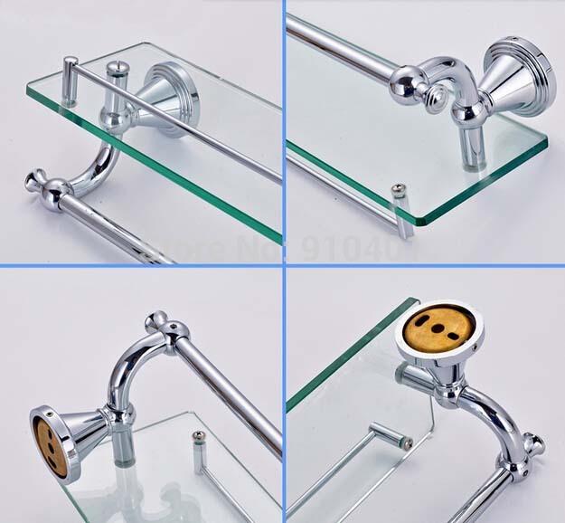 Wholesale And  Retail Promotion Wall Mounted Chrome Brass Wall Mounted Bathroom Shelf Shower Caddy Storage Hooks