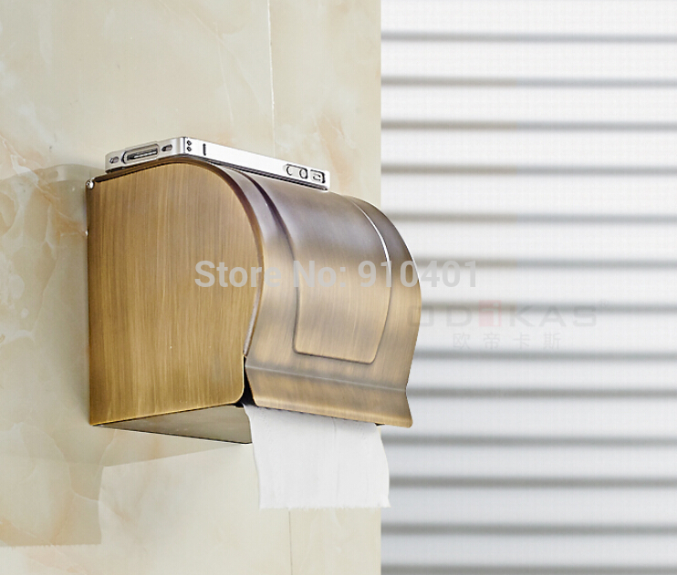 Wholesale And Retail NEW Bathroom Paper Box Antique Brass Toilet Paper Holder Tissue Box Wall Mounted