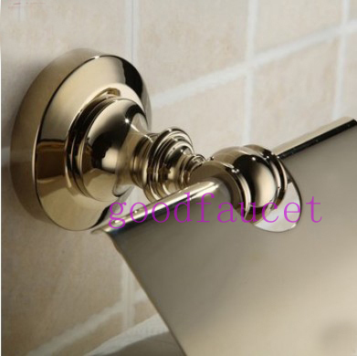 Wholesale And Retail NEW Polished Gold Bath Roll Paper Holder With Cover Toilet Paper Holder-Wall Mounted