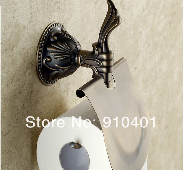 Wholesale And Retail Promotion Antique Bronze Wall Mount Bathroom Toilet Paper Holder / Roll Cover Flower Base