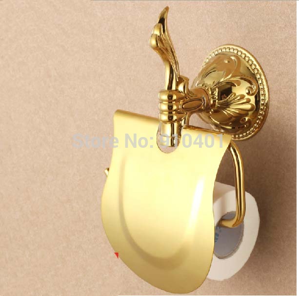 Wholesale And Retail Promotion Golden Flower Bathroom Paper Holder Tissue Bar Holder Waterproof Wall Mounted