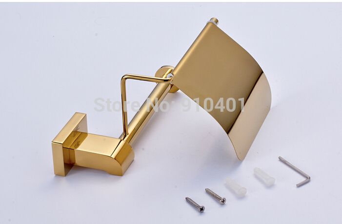 Wholesale And Retail Promotion Luxury Golden Brass Bathroom Wall Mounted Toilet Paper Holder Tissue Paper Bar