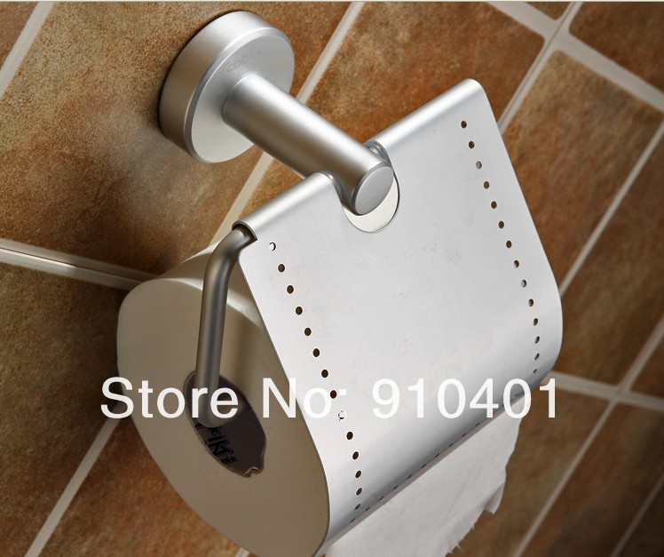 Wholesale And Retail Promotion NEW Aluminum Toilet Tissue Paper Holder W/ Cover Bathroom Waterproof Paper Rack