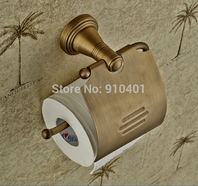 Wholesale And Retail Promotion NEW Antique Brass Bathroom Hotel Toilet Paper Holder Tissue Roll Holder W/ Cover