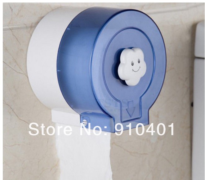 Wholesale And Retail Promotion  NEW Bright Blue Lovely Waterproof Toilet Roll Paper Holder Tissue Paper Box Rack