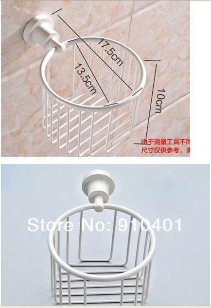Wholesale And Retail Promotion NEW Elegant White Brass Toilet Paper Holder Cosmetic Basket Shower Caddy Storage