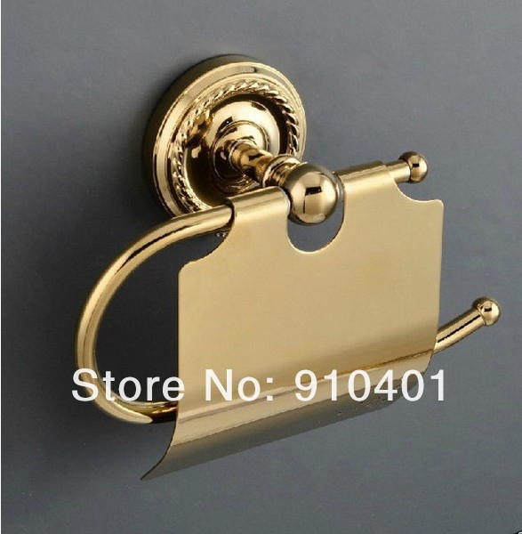 Wholesale And Retail Promotion NEW Golden Finish Wall Mounted Toilet Paper Holder Roll Tissue Holder Waterproof