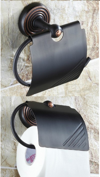Wholesale And Retail Promotion NEW Oil Rubbed Bronze Toilet Roll Paper Holder With Cover Toliet Tissue Holder