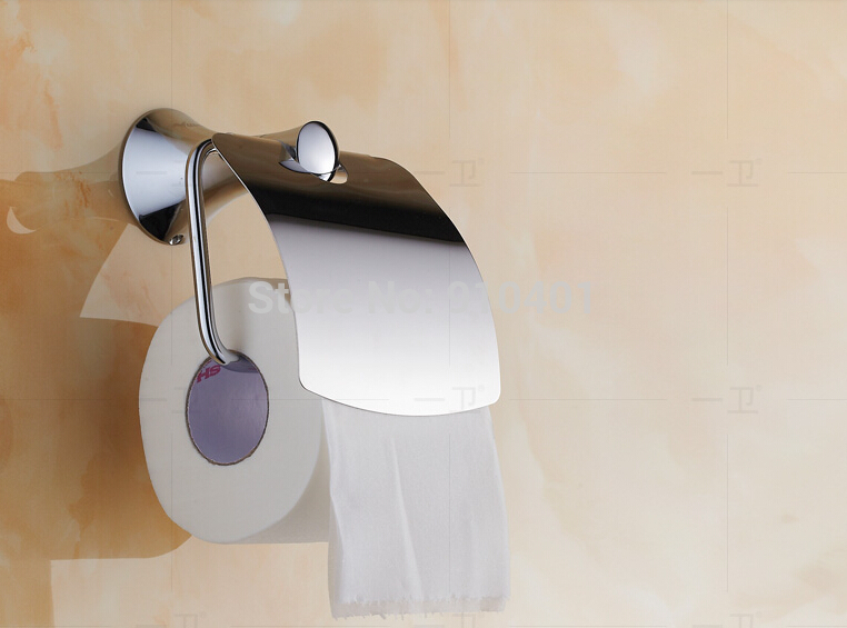 Wholesale And Retail Promotion NEW Wall Mounted Bathroom Chrome Brass Toilet Paper Holder Tissue Bar With Cover