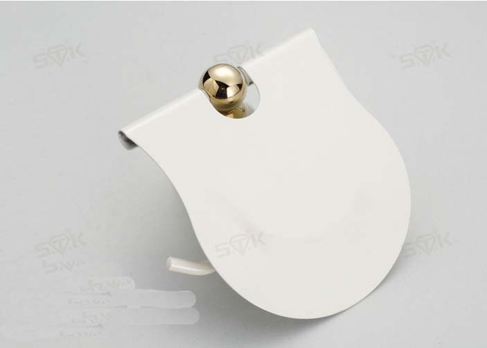 Wholesale And Retail Promotion NEW White Painting Golden Bathroom Paper Holder Toile Tissue Roll Wall Mounted