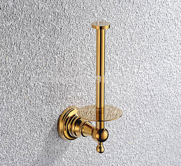 Wholesale And Retail Promotion Wall Mounted Golden Brass Wall Mounted Tissue Bar Holder Toilet Paper Holder
