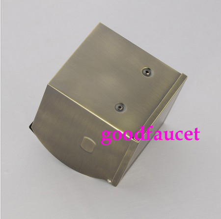 antique brass wall mounted waterproof paper box 100% solid brass bathroom toilet tissue holder square style