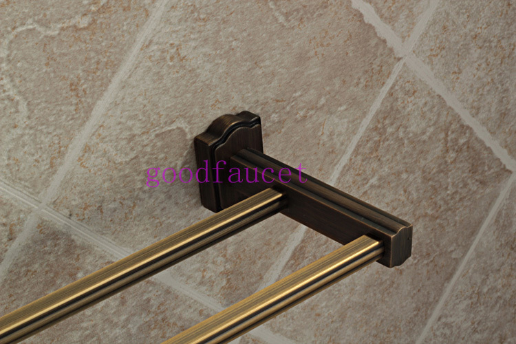Luxury Bathroom Accessory Brass Towel Racks, Double Tier,Antique Bronze Finished Wall Mounted Towel Holder
